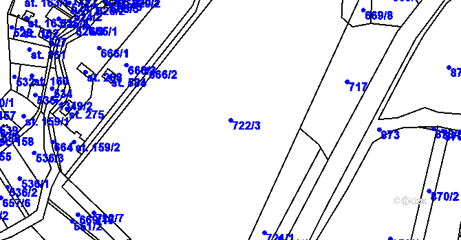 Parcela st. 722/3 v KÚ Liběchov, Katastrální mapa