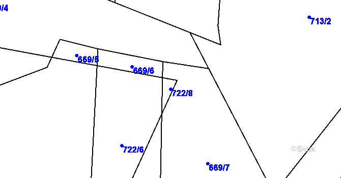 Parcela st. 722/8 v KÚ Liběchov, Katastrální mapa