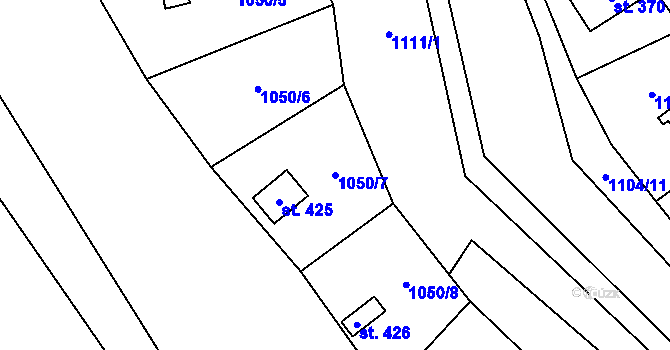Parcela st. 1050/7 v KÚ Liběchov, Katastrální mapa