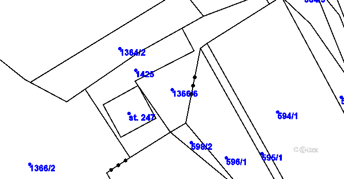 Parcela st. 1366/6 v KÚ Liběchov, Katastrální mapa