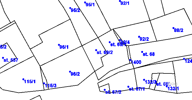 Parcela st. 69/2 v KÚ Liběchov, Katastrální mapa