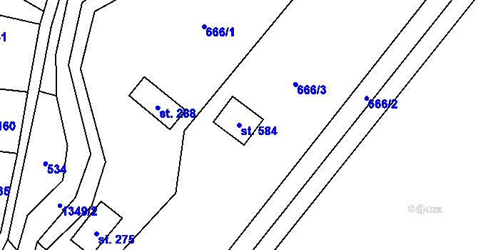 Parcela st. 584 v KÚ Liběchov, Katastrální mapa