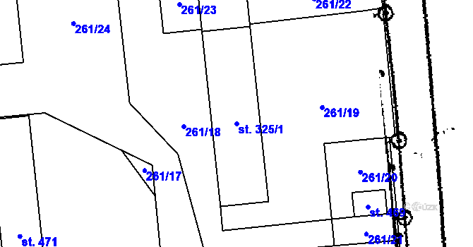 Parcela st. 325/1 v KÚ Liběchov, Katastrální mapa