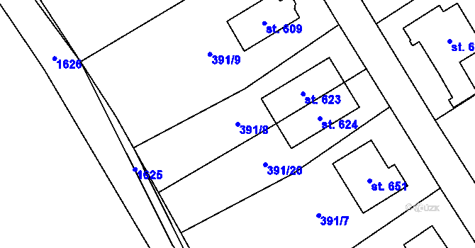 Parcela st. 391/8 v KÚ Liběchov, Katastrální mapa