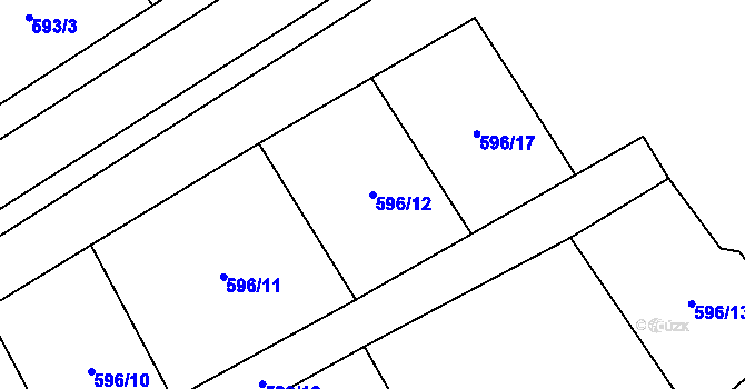 Parcela st. 596/12 v KÚ Liběchov, Katastrální mapa