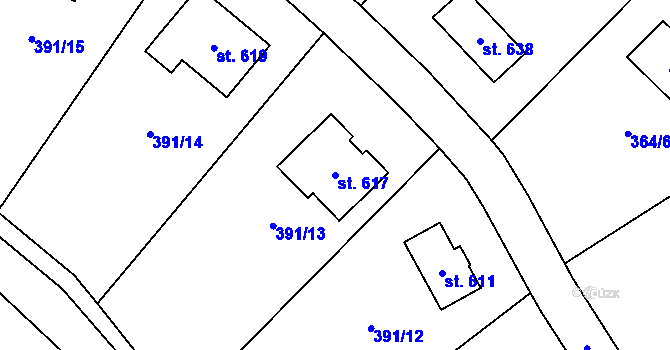 Parcela st. 617 v KÚ Liběchov, Katastrální mapa