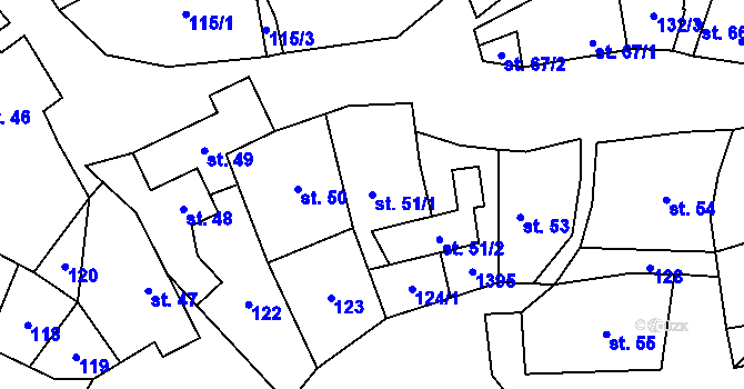 Parcela st. 51/1 v KÚ Liběchov, Katastrální mapa