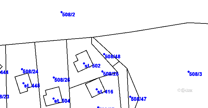 Parcela st. 508/48 v KÚ Liběchov, Katastrální mapa