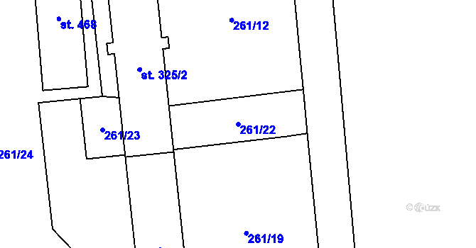 Parcela st. 261/22 v KÚ Liběchov, Katastrální mapa