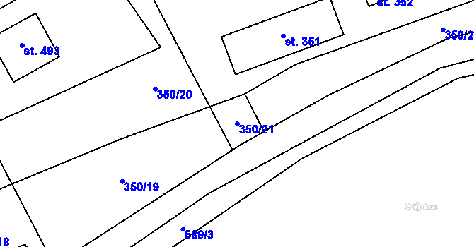 Parcela st. 350/21 v KÚ Liběchov, Katastrální mapa