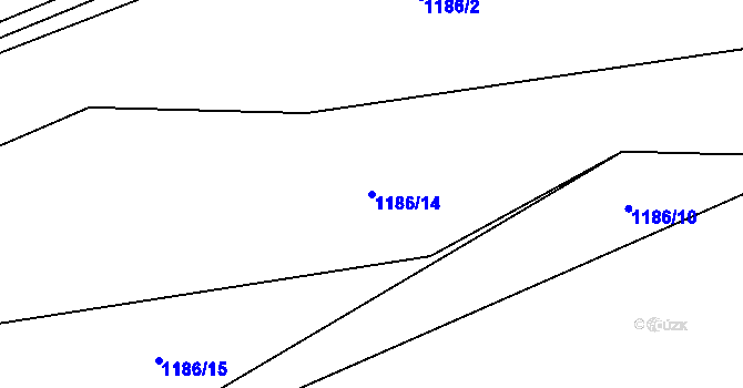 Parcela st. 1186/14 v KÚ Liběchov, Katastrální mapa