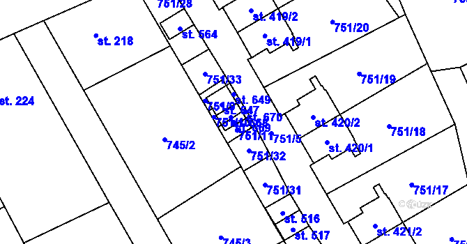 Parcela st. 669 v KÚ Liběchov, Katastrální mapa
