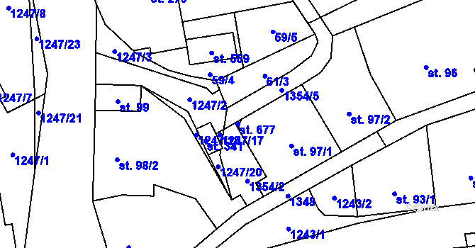 Parcela st. 677 v KÚ Liběchov, Katastrální mapa
