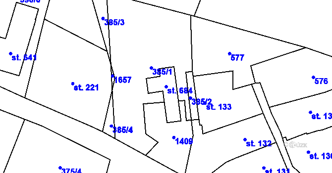 Parcela st. 684 v KÚ Liběchov, Katastrální mapa