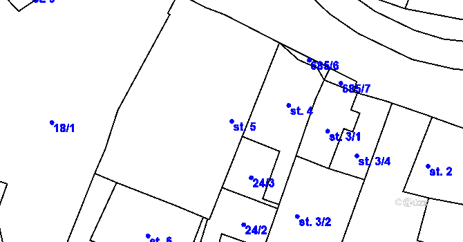 Parcela st. 5 v KÚ Černěves u Libějovic, Katastrální mapa