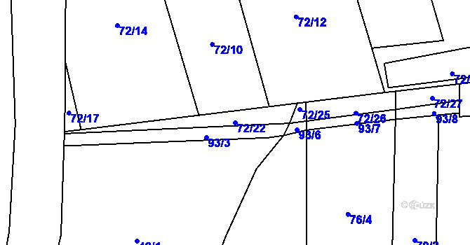 Parcela st. 72/22 v KÚ Libějovice, Katastrální mapa