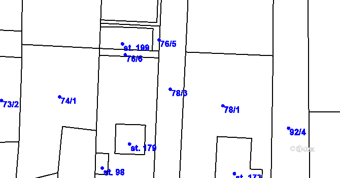 Parcela st. 78/3 v KÚ Libějovice, Katastrální mapa