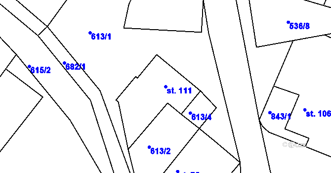 Parcela st. 111 v KÚ Grunta, Katastrální mapa