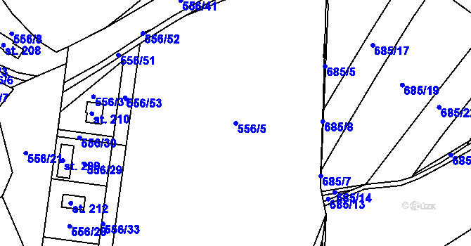 Parcela st. 556/5 v KÚ Grunta, Katastrální mapa