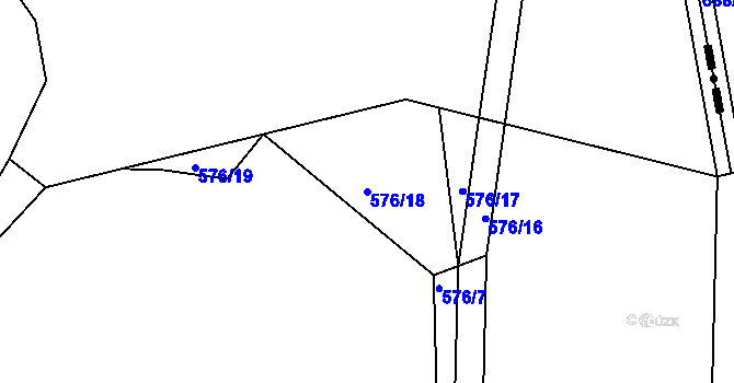 Parcela st. 576/18 v KÚ Grunta, Katastrální mapa