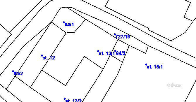 Parcela st. 13/1 v KÚ Libenice, Katastrální mapa