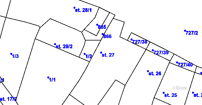 Parcela st. 27 v KÚ Libenice, Katastrální mapa