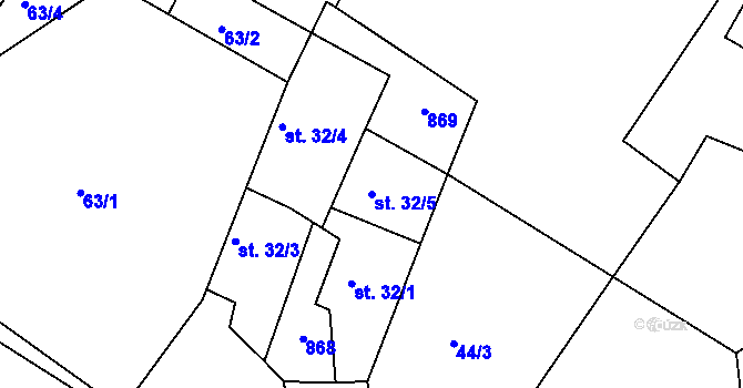 Parcela st. 32/5 v KÚ Libenice, Katastrální mapa