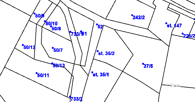 Parcela st. 35/2 v KÚ Libenice, Katastrální mapa