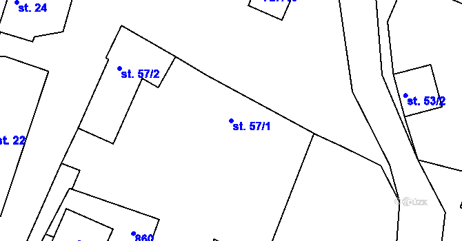 Parcela st. 57/1 v KÚ Libenice, Katastrální mapa