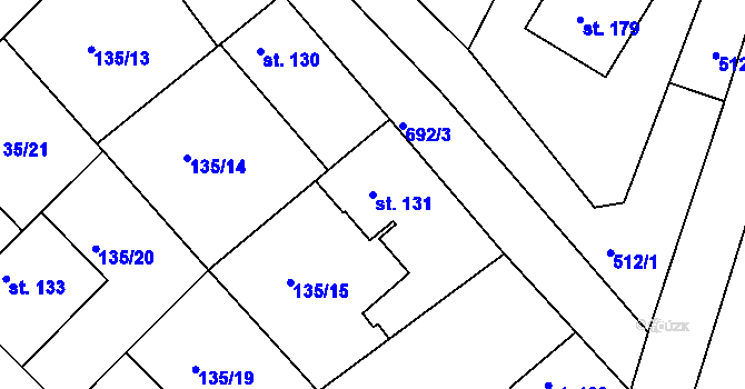 Parcela st. 131 v KÚ Libenice, Katastrální mapa