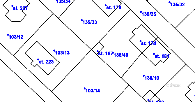 Parcela st. 187 v KÚ Libenice, Katastrální mapa