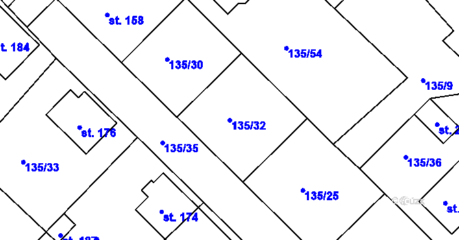 Parcela st. 135/32 v KÚ Libenice, Katastrální mapa