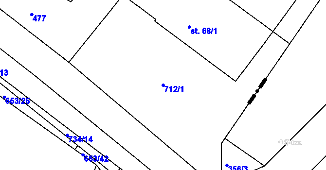 Parcela st. 712/1 v KÚ Libenice, Katastrální mapa