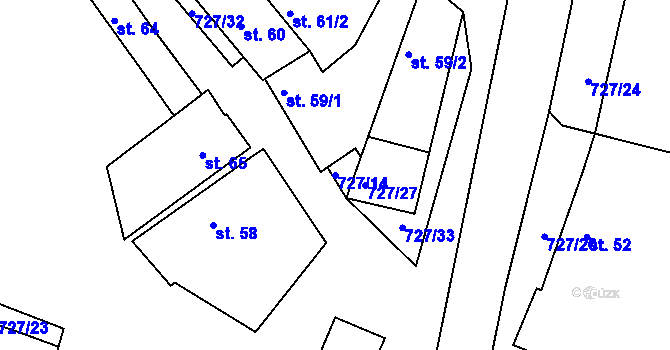 Parcela st. 727/14 v KÚ Libenice, Katastrální mapa
