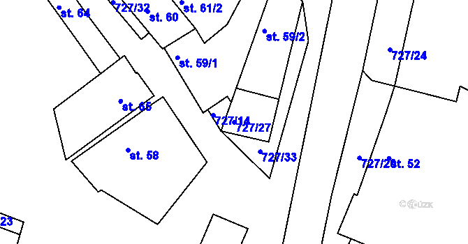 Parcela st. 727/27 v KÚ Libenice, Katastrální mapa