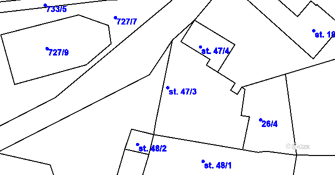 Parcela st. 47/3 v KÚ Libenice, Katastrální mapa