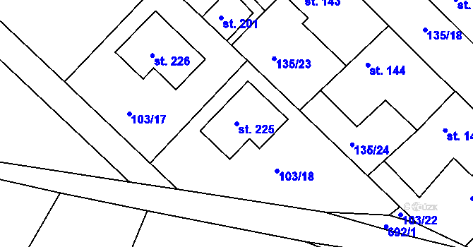 Parcela st. 225 v KÚ Libenice, Katastrální mapa