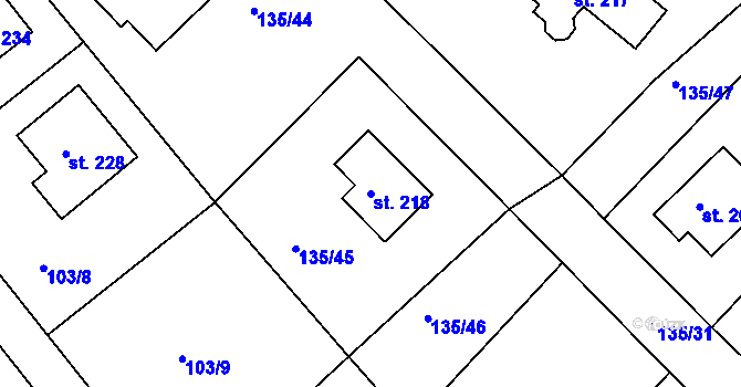 Parcela st. 218 v KÚ Libenice, Katastrální mapa