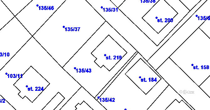 Parcela st. 219 v KÚ Libenice, Katastrální mapa