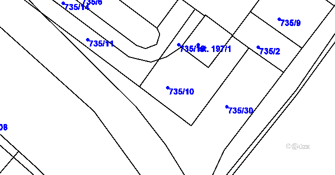 Parcela st. 735/10 v KÚ Libenice, Katastrální mapa