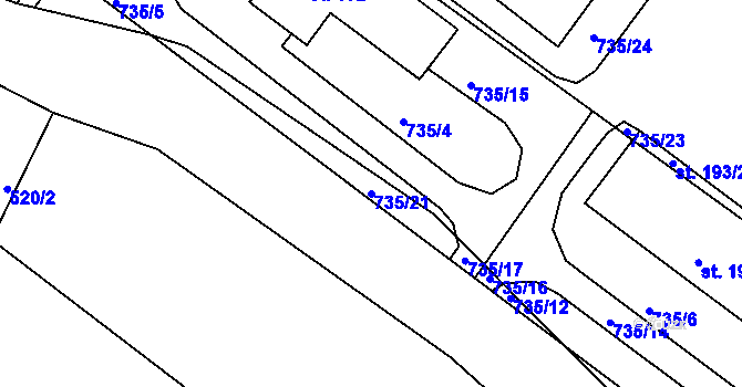 Parcela st. 735/21 v KÚ Libenice, Katastrální mapa