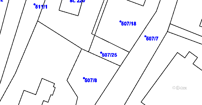 Parcela st. 507/25 v KÚ Libenice, Katastrální mapa