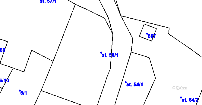 Parcela st. 56/1 v KÚ Libenice, Katastrální mapa