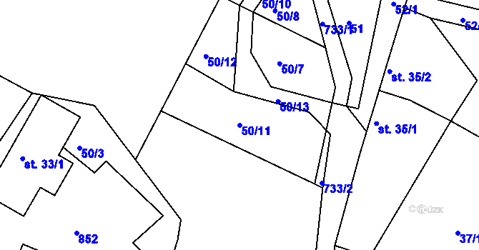 Parcela st. 50/11 v KÚ Libenice, Katastrální mapa