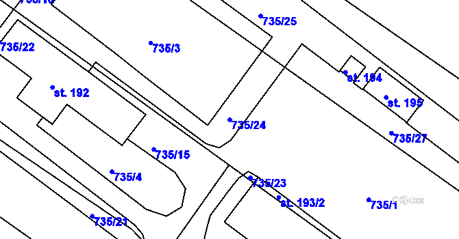 Parcela st. 735/24 v KÚ Libenice, Katastrální mapa