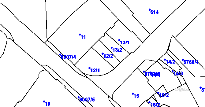 Parcela st. 12/2 v KÚ Liberec, Katastrální mapa