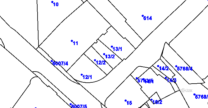 Parcela st. 13/2 v KÚ Liberec, Katastrální mapa