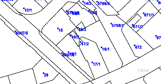 Parcela st. 17/2 v KÚ Liberec, Katastrální mapa