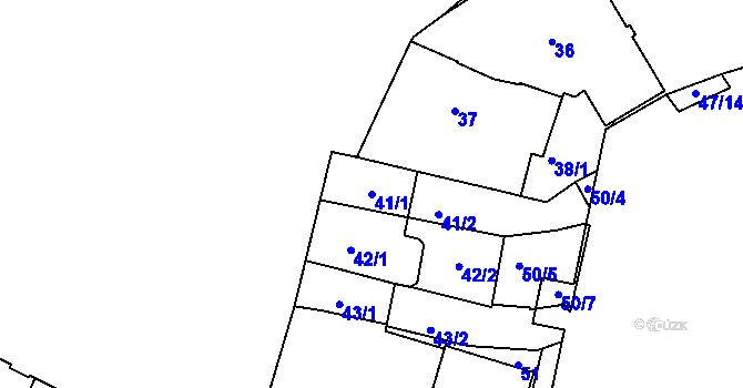 Parcela st. 41/1 v KÚ Liberec, Katastrální mapa