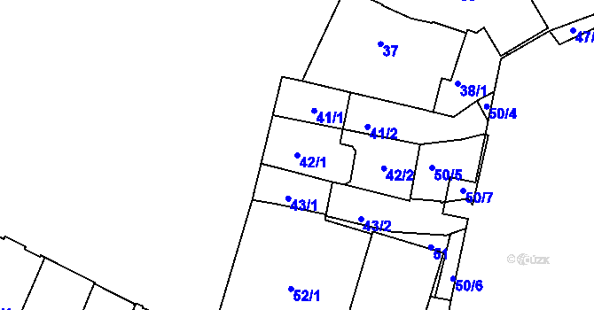 Parcela st. 42/1 v KÚ Liberec, Katastrální mapa